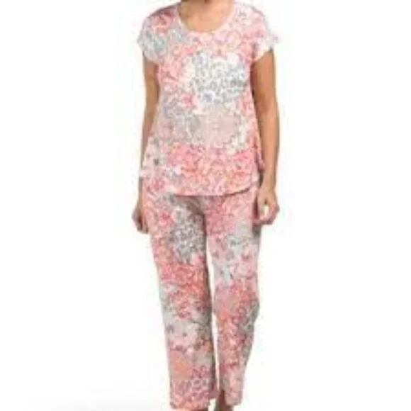 NWT JOHNNY WAS The Bobbie Crop Pajama Set blush- S M